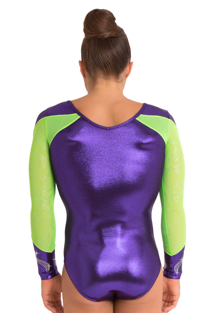 Ervy Mila Long Sleeved Leotard (Violet and kiwi)