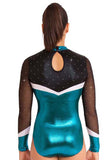 Ervy Santina Long Sleeved Leotard (Petrol, Silver and Black)