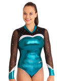 Ervy Santina Long Sleeved Leotard (Petrol, Silver and Black)