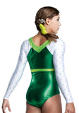 Ervy Lia Leotard (Green and White)