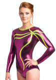 Ervy Nadja Long Sleeved Leotard (Aubergine and Kiwi)