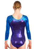 Ervy Addison 3/4 Sleeved Leotard (Violet, Royal Blue and Caribbean Blue)