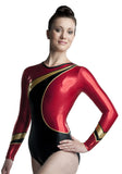 Ervy Special Edition 200 JG Long Sleeved Leotard (Black, Light Red and Gold)