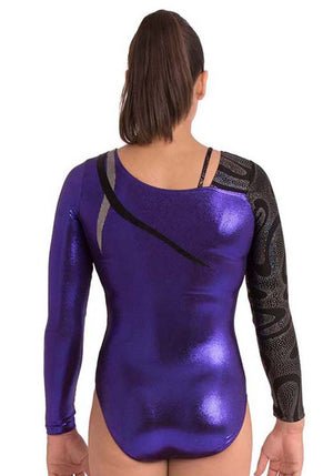 Ervy Flame Long Sleeved Leotard (Violet, Black and Silver)