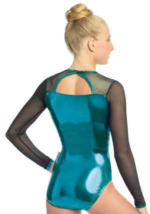 Ervy Ginger Long Sleeved Leotard (Petrol and black)