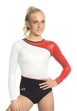 Ervy Atria Long Sleeved Leotard (Black, White and Light Red)