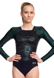 Ervy Sarina Long Sleeved Leotard (Black and Green)