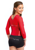 Ervy Sherata 3/4 Sleeved Leotard (Light Red)