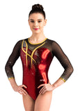 Ervy Talitha Leotard (Bordeaux, Black and Gold)
