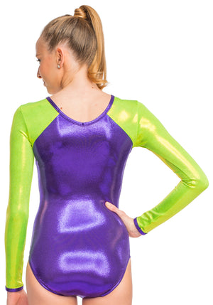 Ervy Milana Long Sleeved Leotard (Violet and Kiwi)
