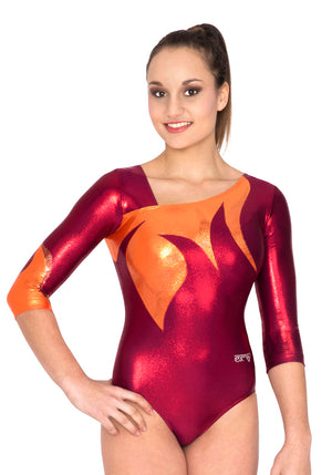 Ervy Meteora 3/4 Sleeved Leotard (Bordeaux and Orange)
