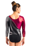 Ervy Celebria 3/4 Sleeved Leotard (Black, Bordeaux and Graphite)