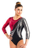 Ervy Celebria 3/4 Sleeved Leotard (Black, Bordeaux and Graphite)