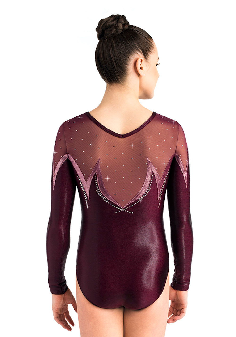 Ervy Lumira Long Sleeved Leotard (Dark Amethyst and Old Pink)