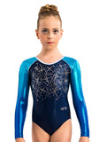Ervy Freezy Long Sleeved Leotard (Ink, Caribbean Blue, Violet and Silver)