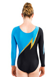 Ervy Sumi Long Sleeved Leotard (Light Blue, Gold and Black)