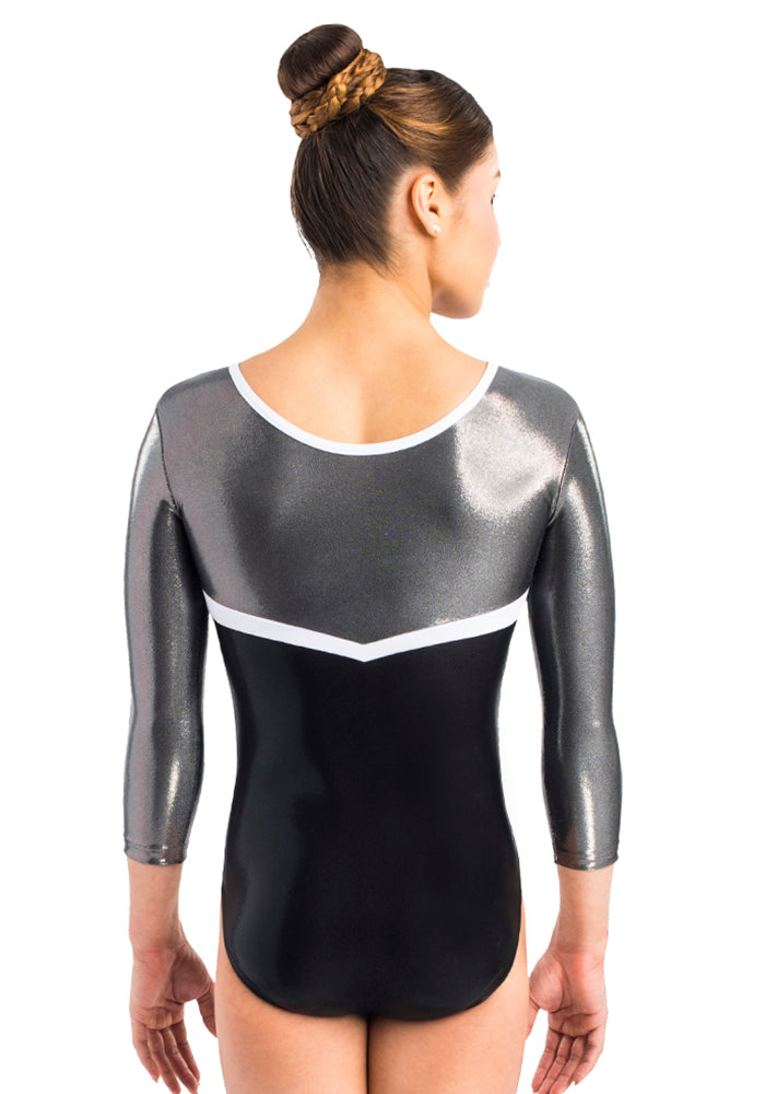 Ervy Hanya 3/4 Sleeved Leotard (Black, Graphite and White)