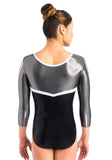 Ervy Hanya 3/4 Sleeved Leotard (Black, Graphite and White)