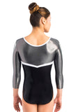 Ervy Hanya 3/4 Sleeved Leotard (Black, Graphite and White)