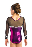Ervy Aziza Long Sleeved Leotard (Aubergine, Black and White)