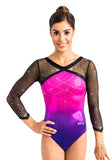 Ervy Elsy 3/4 Sleeved Leotard (Pink, Violet and Black)