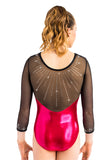 Ervy Lenia 3/4 Sleeved Leotard (Pomegranate and Black)