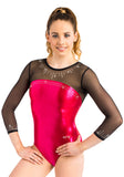 Ervy Lenia 3/4 Sleeved Leotard (Pomegranate and Black)