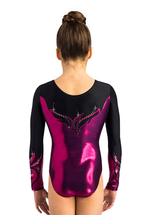 Ervy Eclip Long Sleeved Leotard (Aubergine and Black)