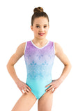 Ervy Ilka Sleeveless Leotard (Aqua Blue and Lilac Ombre Print)