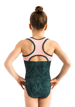 Ervy Sinikka Leotard (Rose with Green Jungle Print)