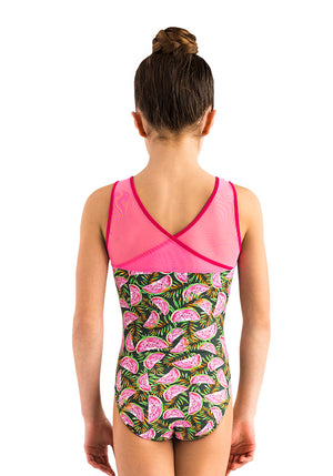Ervy Philine Leotard (Pink with Green & Pink Watermelon Print)
