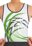 Ervy Ian Leotard (White, Green and Graphite) Front to Back Design