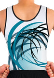 Ervy Ian Leotard (White, Petrol and Black) Front to Back Design