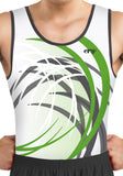 Ervy Ian Leotard (White, Green and Graphite) Front to Back Design