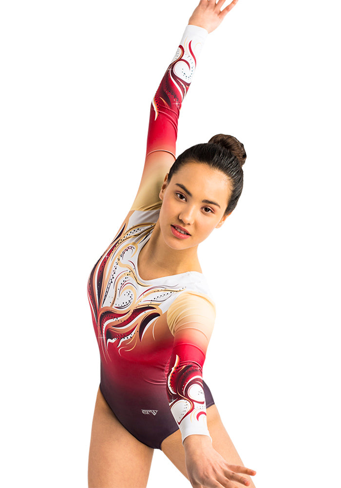 Ervy Dyla Long Sleeved Leotard (Pink and White Dyla Print)