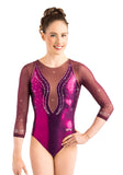 Ervy Mallory 3/4 Sleeved Leotard (Aubergine, Dark Amethyst and Old Pink)