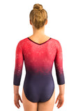 Ervy Ilka 3/4 Sleeved Leotard (Bordeaux, Black & Red Ilka Print)