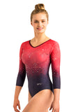 Ervy Ilka 3/4 Sleeved Leotard (Bordeaux, Black & Red Ilka Print)