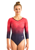 Ervy Ilka 3/4 Sleeved Leotard (Bordeaux, Black & Red Ilka Print)