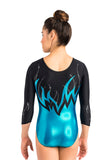 Ervy Maisie 3/4 Sleeved Leotard (Caribbean Blue and Black)
