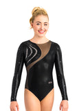 Ervy Ottilia Long Sleeved Leotard (Black and Skin)