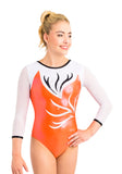 Ervy Solea 3/4 Sleeved Leotard (Grapefruit, White and Black)