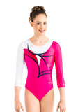 Ervy Tavia 3/4 Sleeved Leotard (Fuchsia, White, Ink and Pomegranate)