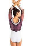 Ervy Variana 3/4 Sleeved Leotard (White, Pink & Black)