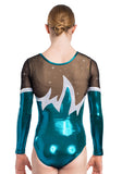 Ervy Sienna Long Sleeved Leotard (Petrol, Silver and Black)