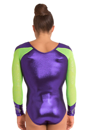 Ervy Mila Long Sleeved Leotard (Violet and kiwi)  