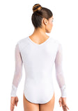 Ervy Mila Long Sleeved Leotard (White and Silver)