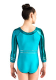 Ervy Tiziana 3/4 Sleeved Leotard (Emerald and Petrol) Back