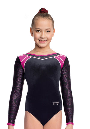 Ervy Addison Long Sleeved Leotard (Black and Party Pink)
