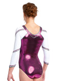 Ervy Addison 3/4 Sleeved Leotard (Black Cherry and White)  